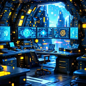 Futuristic digital workspace