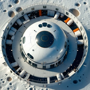 A Large, White, Circular Building With A Dome-shaped Roof