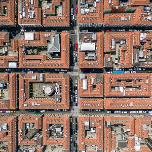 Urban Advertising Photography: Aerial View Of Cultural District With Image, There