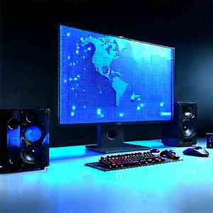 Entertainment Technology In Tech Office With Large Computer