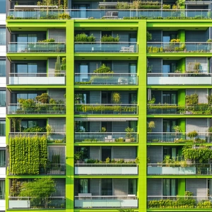 Urban Architectural Photography: Modern Apartment Complex With Green Rooftop With Large, Multi-story