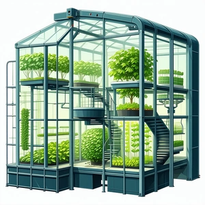 The Image Is A Cartoon Drawing Of A Greenhouse Filled With Various Plants