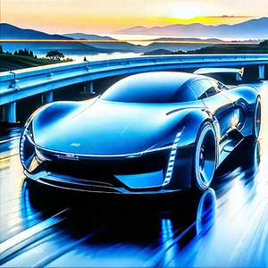 Innovative Electric Vehicle (design:1.26) With Sleek, Blue