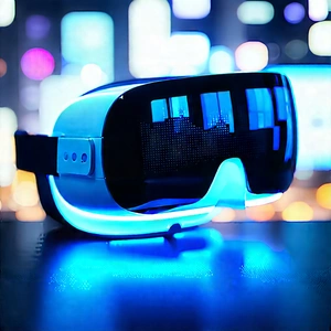 Vr Headset With Data Visualization With Pair Blue