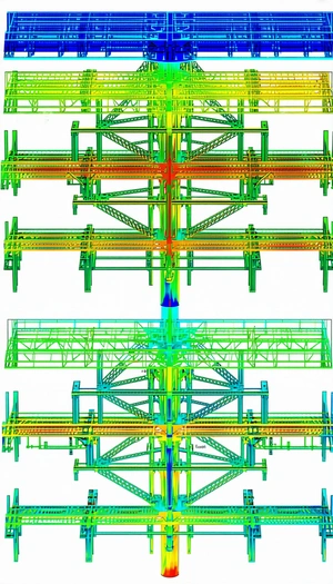 The Image Is A 3d Model Of A Large Structure, Possibly A Bridge Or A Building