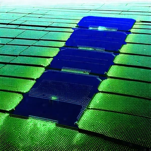 Solar Panel With (digital:1.37) Particles With Green Roof