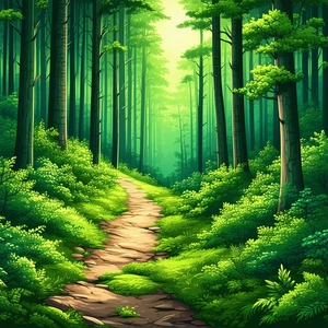 Nature Infographic Style: Path through dense forest