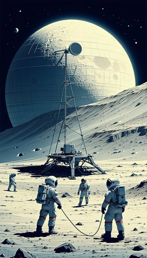 In The Image, There Are Three Astronauts Standing On The Surface Of The Moon