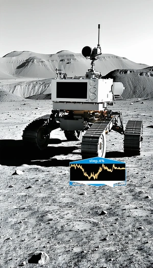 A White Robotic Vehicle, Possibly A Rover, Parked On A Rocky Surface