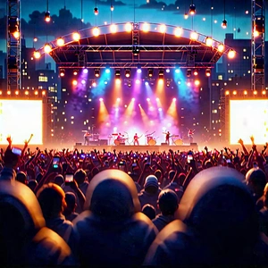 Urban Digital Illustration: Urban outdoor concert scene