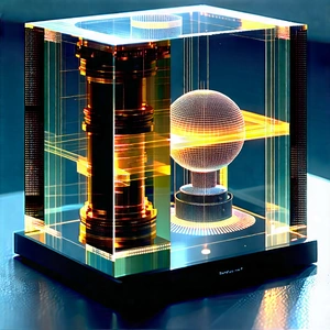Quantum Computer With Laser Scanning With Glass Case