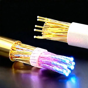 Tech Product Photography: Close-up Of Fiber Optic Cables With Close-up Wire