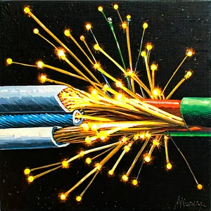 Close-up Of Fiber Optic Cables With Painting Bunch