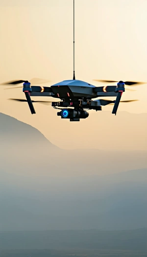 A Drone Flying High In The Sky Over A Mountainous Landscape