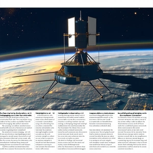 The Image Is A Colorful Illustration Of A Space Station, Which Appears To Be A Large Satellite
