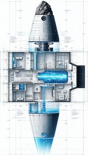 The Image Is A Blueprint Of A Space Station, Showing The Interior Layout Of The Station