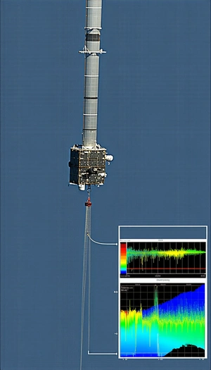 A Large Satellite Being Lifted Into The Sky By A Crane