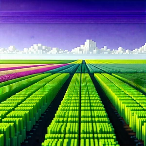 Tech Voxel Art: Agricultural technology in manufacturing facility
