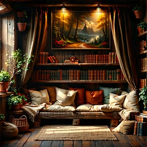 Lifestyle Hdr Photography: Reading Nook With Comfortable Textiles With Image, There