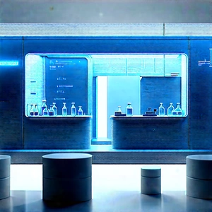 Futuristic Research Laboratory With Image, There