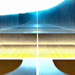 Futuristic Research Laboratory With Blue Yellow