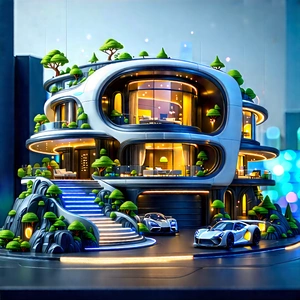 Futuristic Smart Home With Large, Futuristic