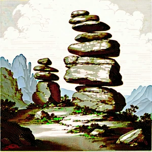 Nature Etching: Rock Formation In Summer With Image, There