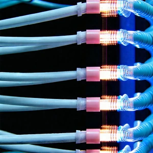Close-up of fiber optic cables