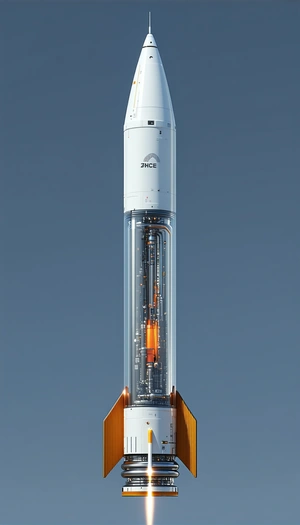 A Rocket Is Shown In A Close-up View, With Its Engine And Fuel Tank Visible