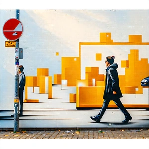 Urban Watercolor Painting: Urban street (art:1.45) viewing scene