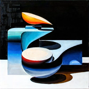 Abstract Gouache Painting: Smooth Arrangement With Blue White