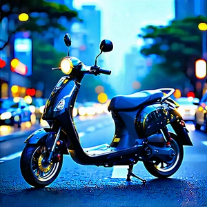 Urban Landscape Photography: City Electric Scooter In Main Avenue With Black Blue