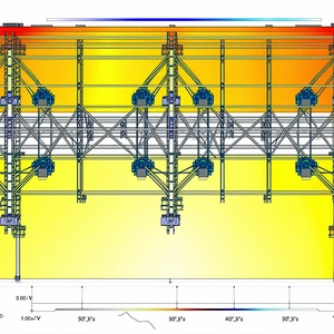 The Image Is A Computer-generated Drawing Of A Large Structure, Possibly A Building Or A Bridge