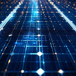 Solar Panel With Holographic Projection With Blue White