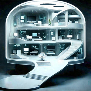 (futuristic:1.24) (digital:1.29) Workspace With Image, There