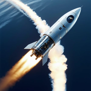 A Rocket Is Seen In The Sky, With Its Tail End Visible