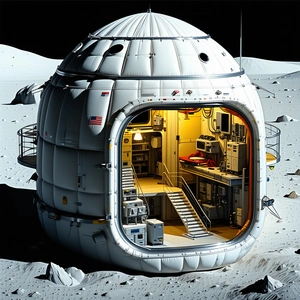 A Large White Dome-shaped Structure, Which Appears To Be A Space Station Or A Spacecraft