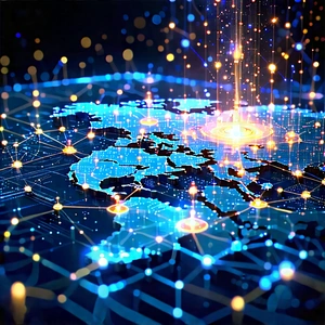 Blockchain Network Visualization With Blue White