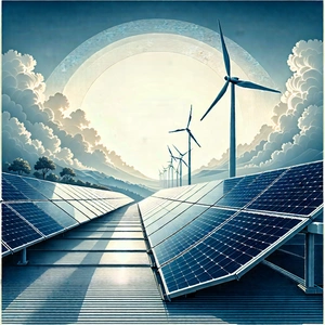 Tech Woodcut Print: Innovative Renewable Energy (design:1.23) With Image, There