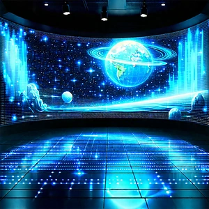 Futuristic Tech Startup Office With Large, Blue,