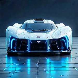 Innovative Electric Vehicle (design:1.44) With White Futuristic
