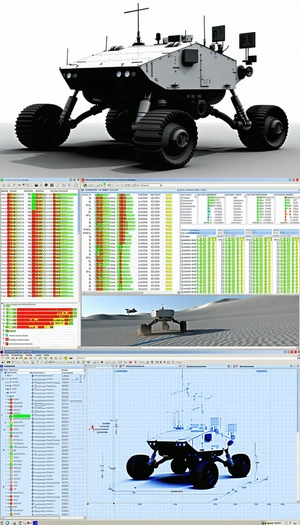 A Computer Screen Displaying A 3d Model Of A Large Four-wheeled Vehicle, Possibly A Tank Or A Truck