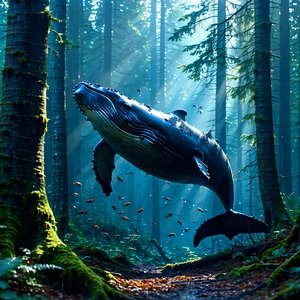 Nature Stock Photography: Whale In Forest Environment With Large Whale