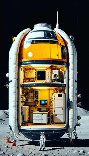 A Large White Spacecraft With A Yellow Dome On Top