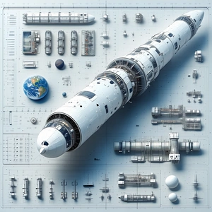 A Space Shuttle Is Shown In A Blue And White Color Scheme