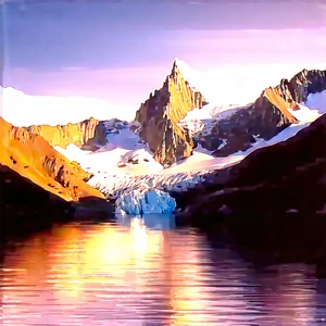 Nature Digital Illustration: Glacier In Summer With Majestic Mountain
