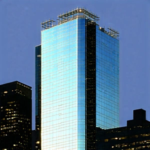 Urban Voxel Art: Skyscraper With Reflective Glass With Large, Modern