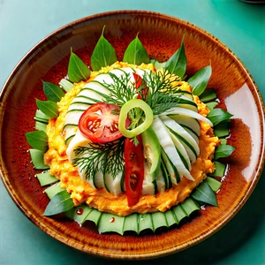 Lifestyle Drone Photography: Plant-based Dish Prepared With Organic Components With Plate Food