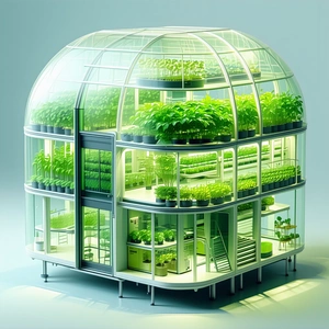 A Large, Round, Glass-walled Building That Houses A Variety Of Plants