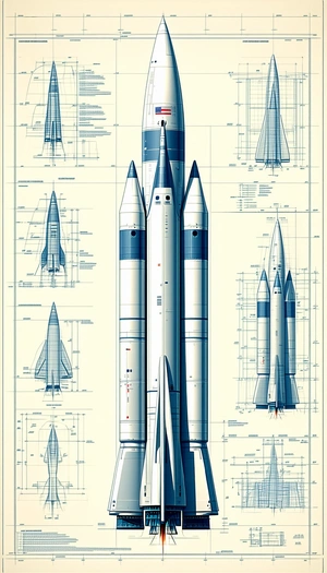 A Blue And White Rocket Ship Is Shown In A Series Of Diagrams